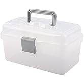 BangQiao Multipurpose Plastic Storage Container Box with Handle and Latch Lock, Clear Gray