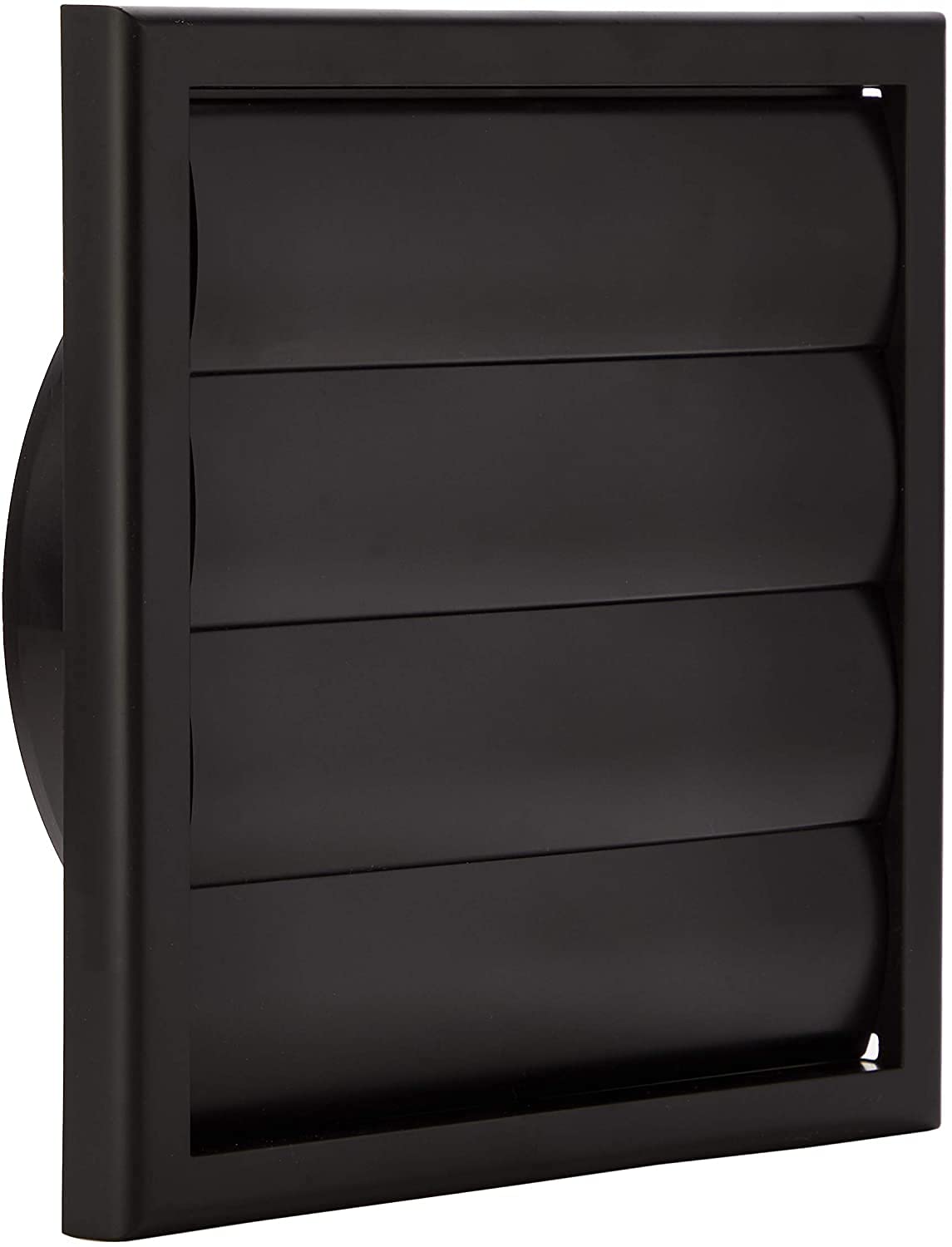 Blauberg 100mm (4 Inch) Black Gravity Shutter Vent Grille 155x155mm – Exterior Wall Vent Cover with Backdraught Flap, Removable Blades for Extractor Fans & Ducting