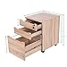 Decho 3 Drawer Wood Mobile File Cabinet Fully Assembled Except Casters,Letter Size/A4,Oak
