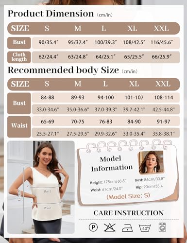 CMTOP Women's Sleeveless Shirt V Neck Satin Camisole Top Elegant Sexy Blouse Shirt Casual Cami Tank Tops