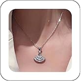 Xduargs Boho Crystal Sector Choker Necklace Vintage Fan Sector Pendant Necklace Silver Fan Shaped Necklace Minimalist CZ Sector Chain Necklace Jewelry for Women