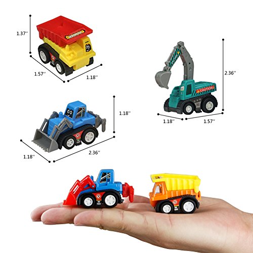 image for MJ Toy Car Mini Pull Back Vehicles Construction Digger Dump Trucks for