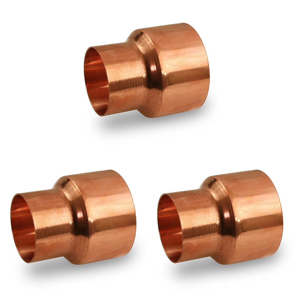 Supply Giant DDSD1125 Reducing Copper Coupling With Sweat Sockets And With Rolled Tube Stop, 1-1/2 X 1/2 Inch (Pack of 3) Image