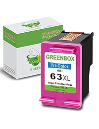 GREENBOX Remanufacturado para cartuchos de tinta HP 63 de alto rendimiento, 1 Tri-Color, con pantalla de nivel de tinta utilizado en HP Envy 4520 4516 Officejet 4650 3830 3831 4655 Deskjet 2130 2132 1112 3630 3633 3634 3636