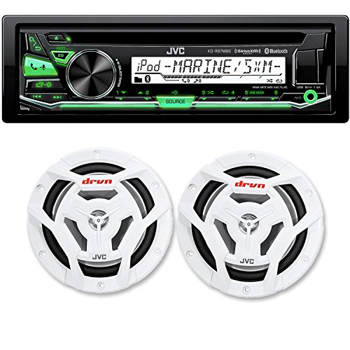 JVC KD-R97MBS Bluetooth Marine Radio and a Pair of JVC CS-DR6201MW 6.5" White Marine Coaxial Speakers