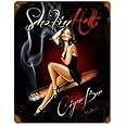Destiny'S Stylish Vintage Metal Sign Smokin Hot Cigar Bar Pin Up Girl Aluminum Decorative Signs Metal Aluminum Sign for Outdoor & Indoor 12" X 8"