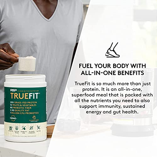 TrueFit Meal Replacement Shake Protein Powder, Grass Fed Whey + Organic