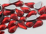10x6mm Red Ruby H103 Flat Back Teardrop Acrylic Jewels High Quality Pro Grade - 100 Pieces