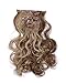 SARLA 7 Pcs Clip in Hair Extensions Synthetic Full Head Curly Wavy Hairpiece 20 Inch for Women Brunette/Ash Blonde