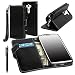 LG G3 Vigor case, LG G3 Mini case, E LV LG G3 Mini case cover - Deluxe Classic PU Leather Flip Wallet Case Cover for LG G3 Mini D725 with 1 Black Stylus - Black