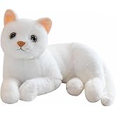 TUKVESZE White Cat Plush Soft Plush Cat Toy, 12 inch Realistic Black Cat Stuffed Animal Gifts for Boys and Girls (White)