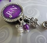 Personalized RN Nurse ID Badge Reel, Custom RN Retractable ID holder, Purple Nurse Name LPN BSN Gift
