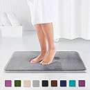 Genteele Memory Foam Bath Mat Non Slip Absorbent Super Cozy Velvet Bathroom Rug Carpet (17" X 24", Gray)