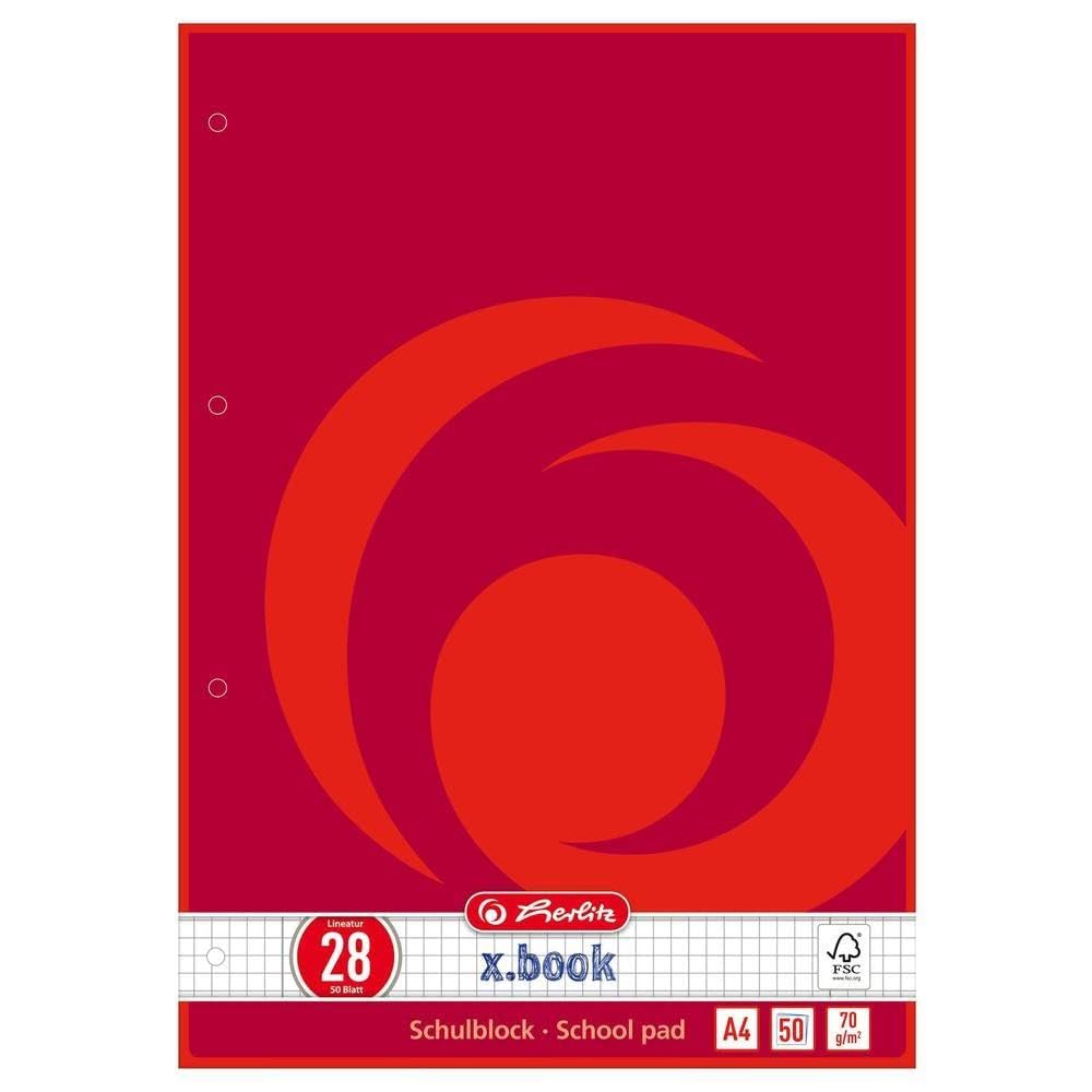 Herlitz School Notepad A4 Lined FSC Mix 28, 1 Design, 50 Pages