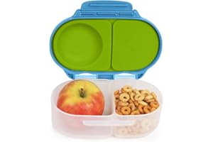 b.box Snackbox | Mini Bento Lunch Box with 2 Leakproof Compartments | Ideal for Toddlers, Kids Lunch & Snacks | Fits Whole Piece of Fruit | BPA Free - Ocean Breeze