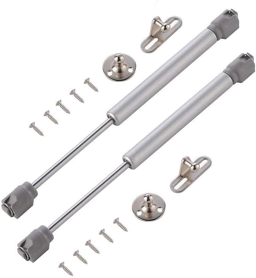 QOPAHI 200N/44lbs Gas Struts for Heavy Lid Kitchen Cabinet Cupboard Hinges Safety Lift Support Soft Open Lid Safety Hinges for Cupboard Doors Toy Gas Box Cover Pack of 2