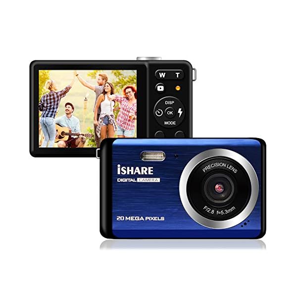 Kompakte Digitalkamera, wiederaufladbar, 20 MP, Kinderkamera mit 7,1 cm (2,8 Zoll) LCD-Display, 8-facher Digitalzoom für…