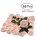 Lmeison Artificial Flower Rose Real Looking Artificial Roses w/Stem (Blush, 3''/50pcs)