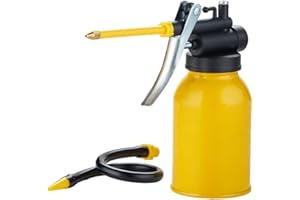Pistol Hand Pump Oiler Can with Straight & Flexible Spout 10oz Oil can pump(Yellow)