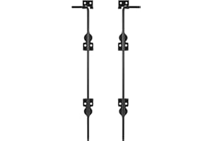 YONSIN 18" Cane Bolt Heavy Duty Drop Rod Gate Stopper Hardware, Gate Ground Latch for Wooden Fences Metal Gates Doors, Gate Drop Pin for Holding Gate to The Ground, Black Finish(2 Pack)