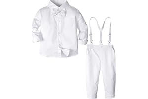 A&J DESIGN Toddler Suit Boys Baby Wedding Dress Clothes Kids Formal Outfit Set with Suspender