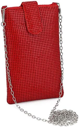 Evening Handbags Clutch Purses for Women Metal mesh Small Crossbody Bag Cell Phone Purse Wallet