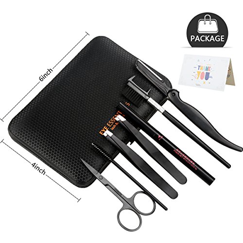SENXILLER Eyebrow Kit Razor Pencil Brush Stencil Scissors Tweezers Grooming Kit with Mirror for Men and Women (Dark Brown Eyebrow Pencil) - Thumbnail 6