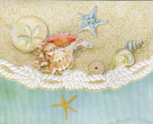 Carol Wilson Sea Shells on Beach 10 ct Embossed Note Card Set For Arts Sake by Carol Wilson