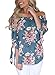 AlvaQ Women Chiffon Summer Fashion 3 4 Sleeve Tunic Sexy Casual Floral Party Tops Juniors T Shirt Plus Size Blue Medium2018