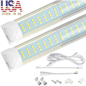 light led 8ft foot fixtures tube garage ceiling cool fluorescent bulbs amazon t8 cover 6000k 120w warehouse replacement intergrated clear