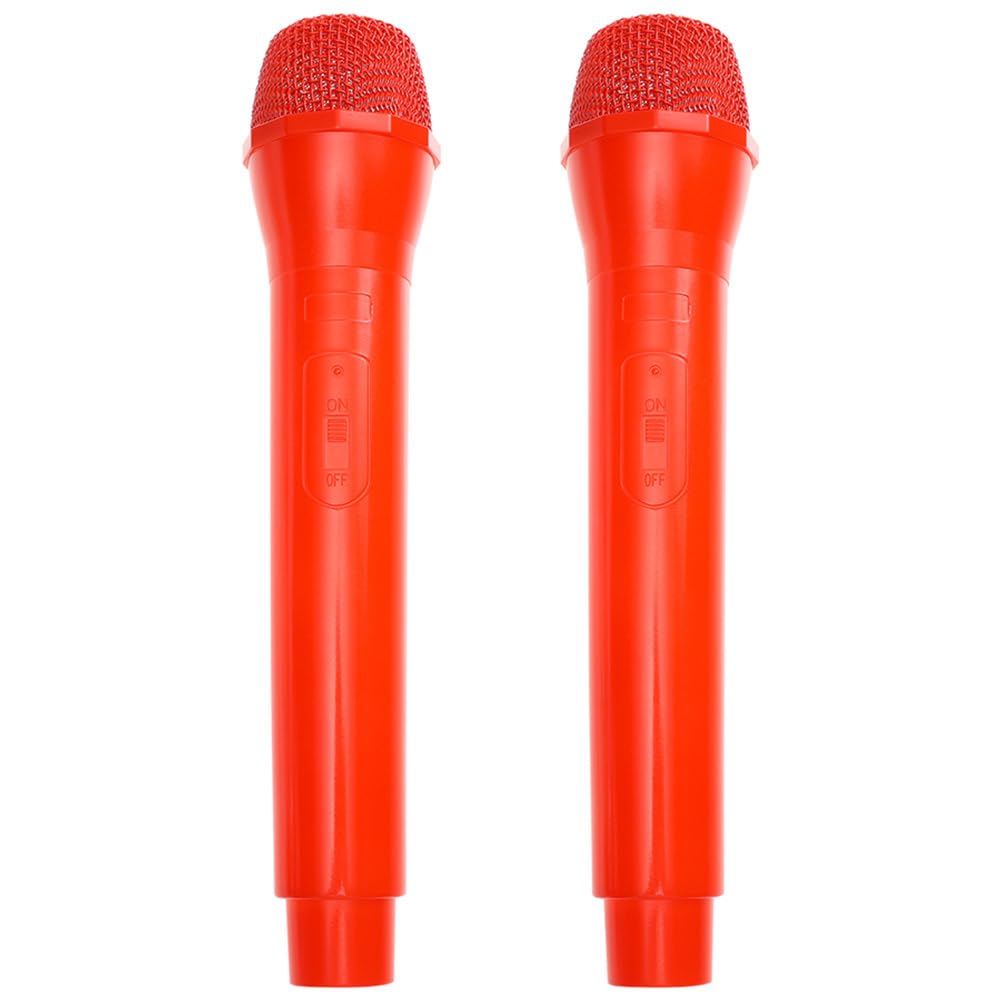 BESTonZON 2pcs Simulated Microphone Child Development Kid Safe Safe Party Cosplay Prop Fun Stage Mics Simulation Mic Microphone Model Artificial Fake Toy Props Pretend Abs Red