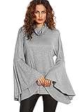 SheIn Women's Cowl Neck Split Back Bell Sleeve Sweatshirt