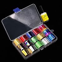 Matoen 1 Set Nail Art Sticker Transfer Foil Sticker for Nail Tip Decoration & Nail Star Glue Set (A)
