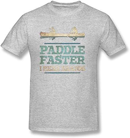 Paddle Faster, I Hear Banjos Mens Retro Round Neck Short Sleeve Tees X-Large S Gray Adult Gift