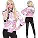 Tdmall 50's Costume Party Ladies Jacket Adult Standard Pink with Scarf L
