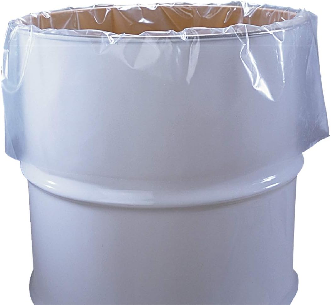 APQ Pack of 50 Clear Drum Liners on Roll 38 x 63. Cylindrical Shaped Liners 38x63. Thickness 3 mil. 55 Gallon Low Density Polyethylene Bags for Open Head, Steel or Plastic Drums. Leak Resistant.