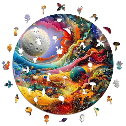 Iconic Puzzles - Powerful Moon, Fantasy, 100% sustainable wooden puzzle, Gifts for Children and Adults, size L, 600 Pieces
