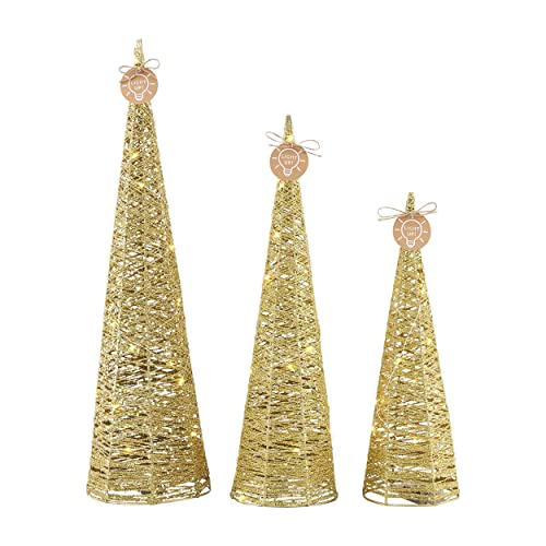 Mud Pie Gold Light Up Glitter Cones, 23 1/2" x 6 1/4" Dia