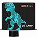 FULLOSUN Dinosaur 3D Night Light, Jurassic Gifts Bedside Lamp for Xmas Holiday Birthday Gifts for Kids Dinosaur Fan with Remote Control 16 Colors Changing + 4 Changing Mode + Dim Function