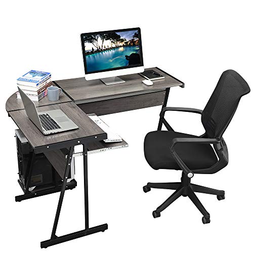 GreenForest L Shaped Desk Office Computer Desk with Keyboard Tray and
