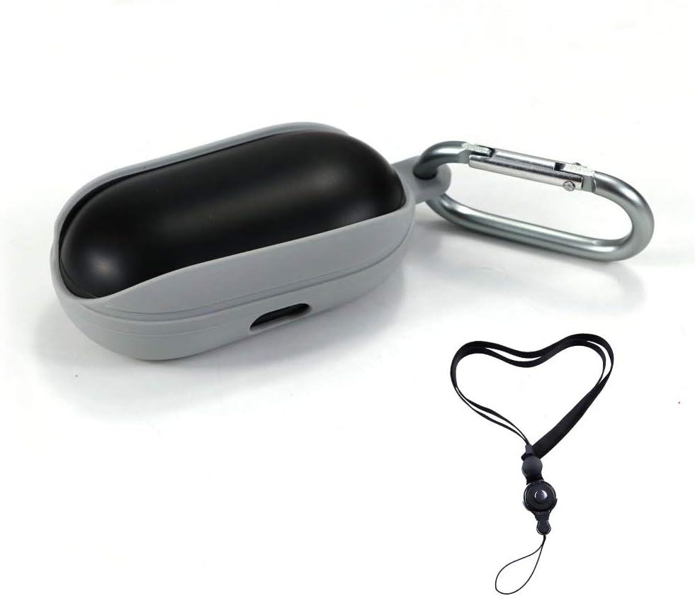 Compatible for Galaxy Buds Case Cover Silicone Bean. Protective Accessories Skin Cover Soft and Flexible, Anti-Scratch, Keychain Shockproof Nonslip Case for Samsung Galaxy Buds【Ash】