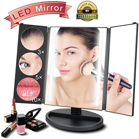 Lighted Vanity Tri-Fold Makeupmak Mirror,the Brightest and Most Natural daylight Led Mirror,10X/5X/3X/1X Magnifying Vanity Mirror for Males &amp; Females on the Early Morning or Travel eup.