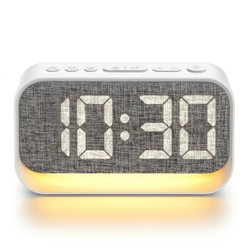 Rizeola Digital Alarm Clock, LED Bedside Alarm Clock with Light, Digital Bedside / Desk Clock, Mains Powered, Battery, Adjustable Brightness, Snooze Function