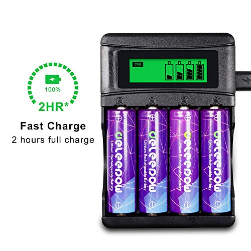 Deleepow Rechargeable AA Lithium Batteries with AA/AAA Individual Fast