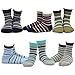TeeHee Little Boys Cotton Fashion Fun Crew Socks 6 Pair Pack (6-8 Years, Stripe)