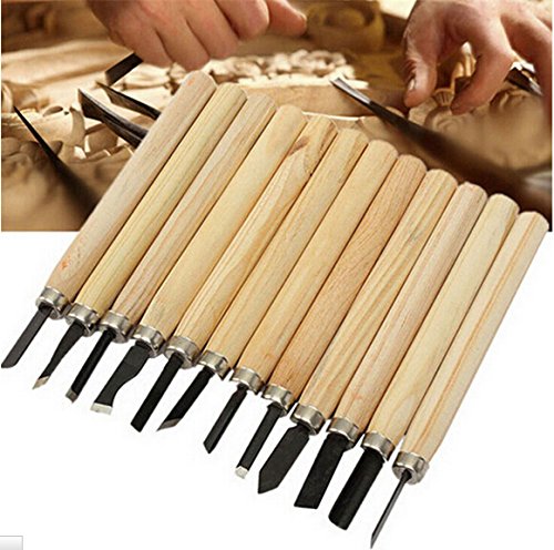 Shopline Professional 12 Pieces Wood Carving Chisel Set, Wood Carving Knife Kit