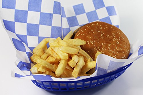 image for Desert Mercantile 12 Blue Plastic Oval Food/Burger Baskets plus 120 Ch