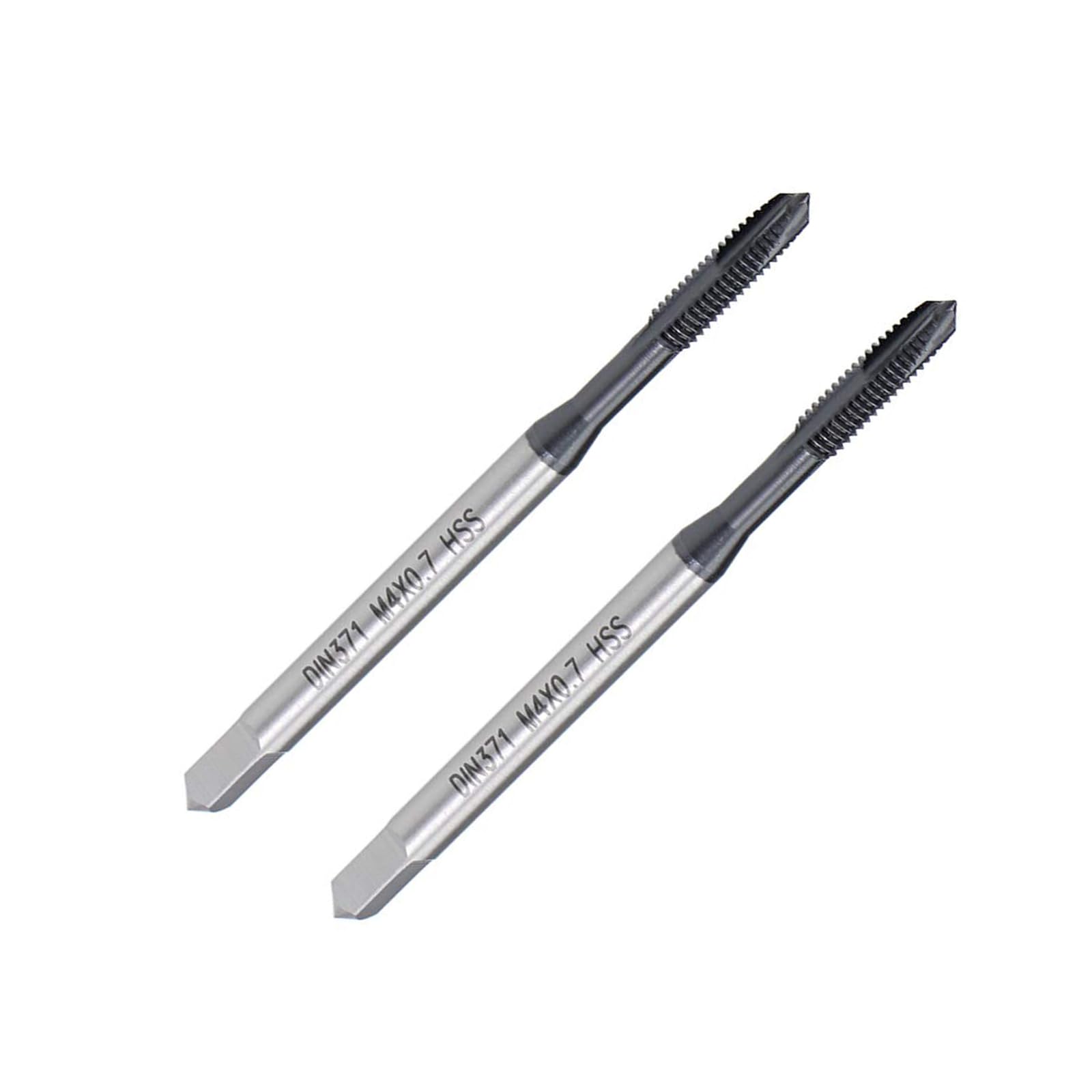 MACHSWON Spiral Point Threading Tap M4 x 0.7mm, for Through-Hole Threads, H2 High Speed Steel, TICN Coated Finish, Round Shank with Square End, Metric Drill Thread Screw Taps Tapping Bit 2pcs