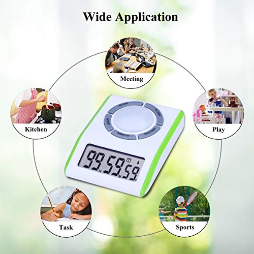 AIMILAR Digital Countdown Repeat Cycle Timer - Count Up Down Loop Timer Clock for Kitchen Cooking Kids Games Students Teacher (Green) - Thumbnail 7