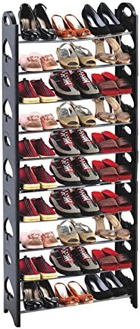 10 Tier 30/50 Pair Adjustable Shelf Free Standing Shoe Tower Rack Organizer Space Saving Shoe Rack(US Stock) (30 Pairs)
